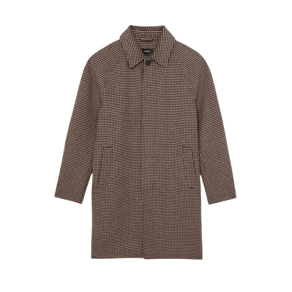 REISS Morpeth Wool-Blend Dogtooth-Check Overcoat